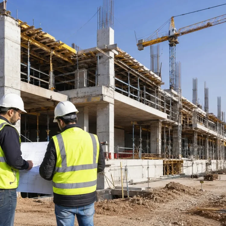 Constructora ejecutando una obra nueva de edificación en Burgos