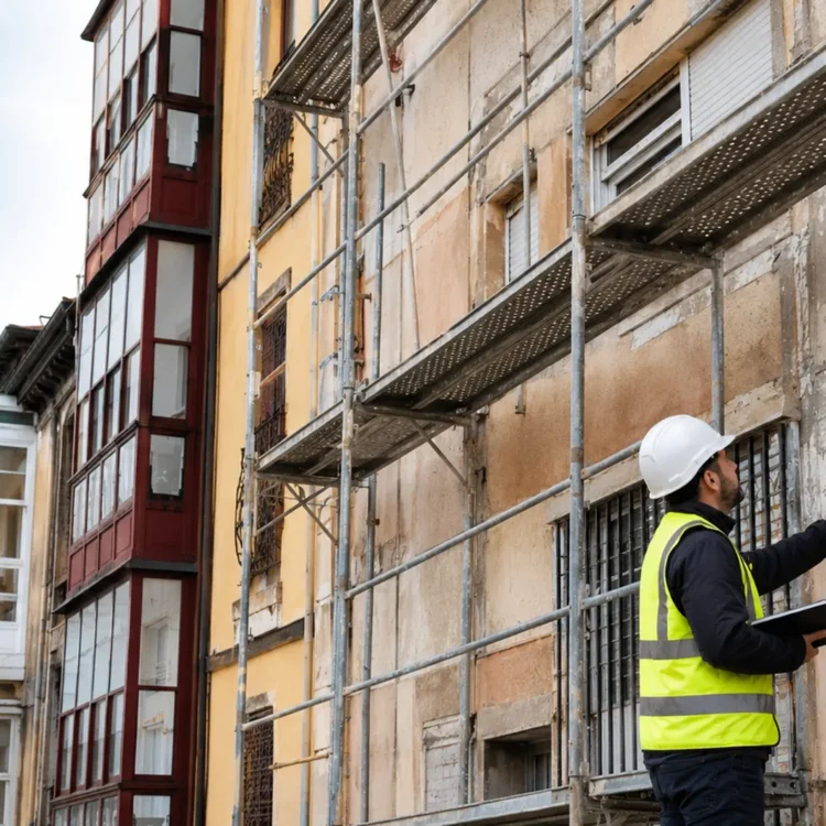 Inspección técnica de un edificio en Burgos durante su rehabilitación